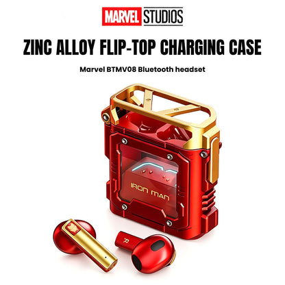 Marvel Avengers Iron Man Captain America Black Panther Multi‑Variant TWS Wireless Bluetooth 5.3 Earbuds, Flip‑Open Lighter‑Style Zinc‑Alloy Gaming Earphones, HIFI Stereo Low Latency Type‑C Charging Collectible Gift For Marvel Fans