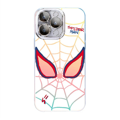 Marvel Spider‑Man 2‑Style Cartoon Graphic iPhone Phone Case, 3‑In‑1 Detachable Electroplated Camera Lens Frame Protective Cover, Quad Airbag Anti‑Drop Shockproof Phone Shell, Multiple Lens Protection Options