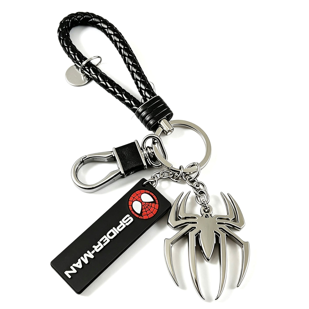 Marvel Spider‑Man Captain America Iron Man Metal Keychain Woven Strap Car Key Ring Cosplay Super Hero Pendant Accessories For Fans Collection Gift