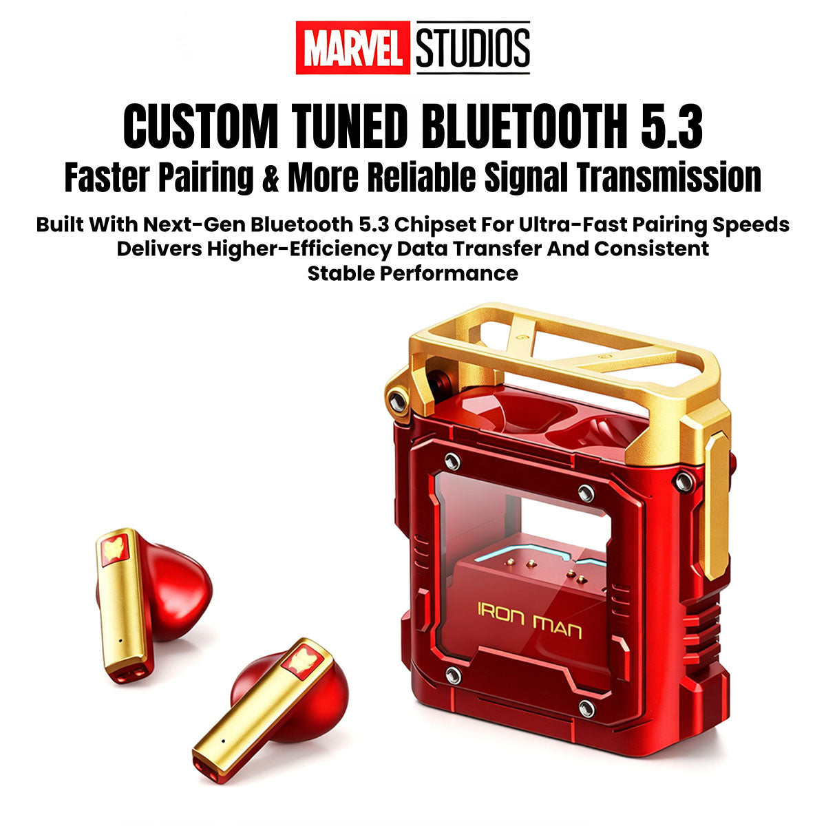 Marvel Avengers Iron Man Captain America Black Panther Multi‑Variant TWS Wireless Bluetooth 5.3 Earbuds, Flip‑Open Lighter‑Style Zinc‑Alloy Gaming Earphones, HIFI Stereo Low Latency Type‑C Charging Collectible Gift For Marvel Fans