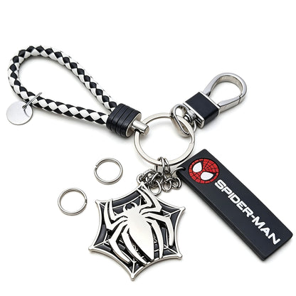 Marvel Spider‑Man Captain America Iron Man Metal Keychain Woven Strap Car Key Ring Cosplay Super Hero Pendant Accessories For Fans Collection Gift