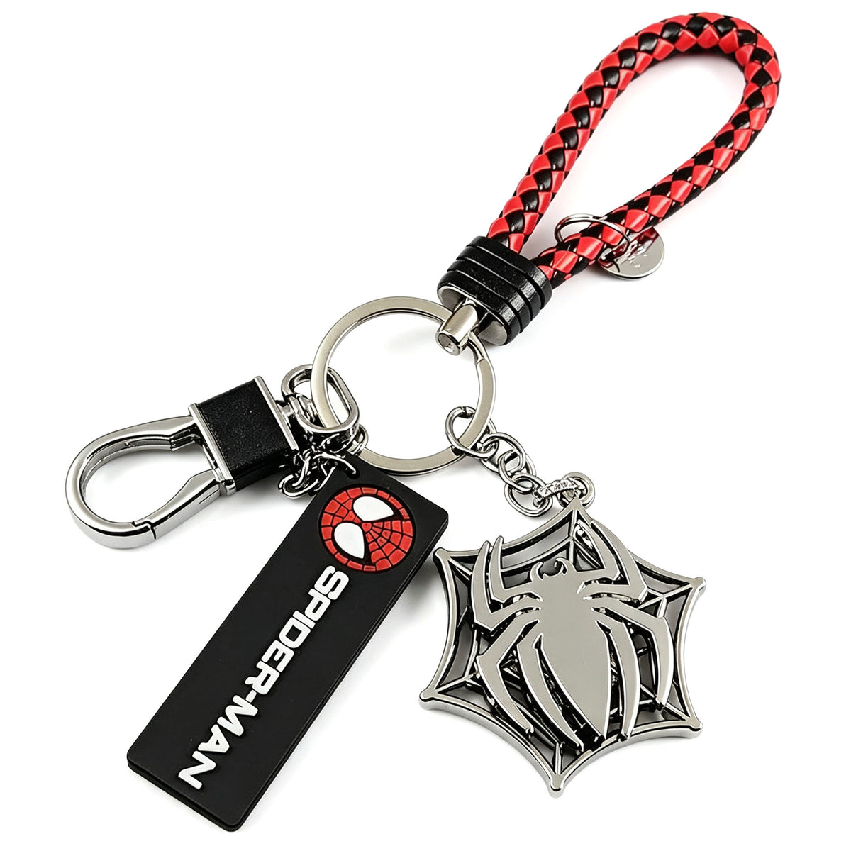 Marvel Spider‑Man Captain America Iron Man Metal Keychain Woven Strap Car Key Ring Cosplay Super Hero Pendant Accessories For Fans Collection Gift