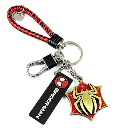Marvel Spider‑Man Captain America Iron Man Metal Keychain Woven Strap Car Key Ring Cosplay Super Hero Pendant Accessories For Fans Collection Gift