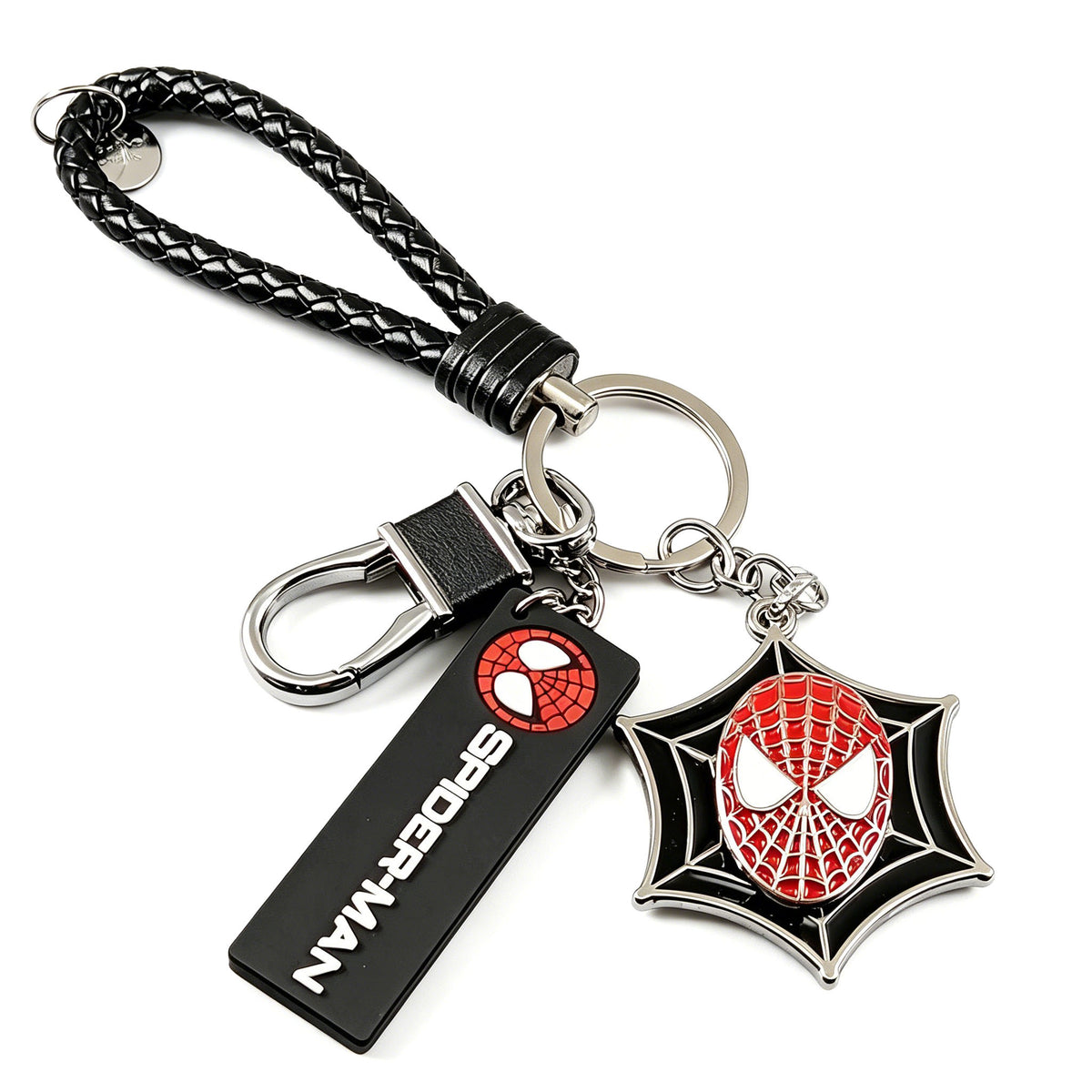 Marvel Spider‑Man Captain America Iron Man Metal Keychain Woven Strap Car Key Ring Cosplay Super Hero Pendant Accessories For Fans Collection Gift
