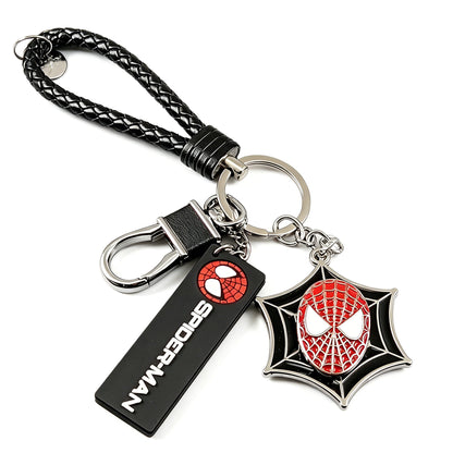 Marvel Spider‑Man Captain America Iron Man Metal Keychain Woven Strap Car Key Ring Cosplay Super Hero Pendant Accessories For Fans Collection Gift