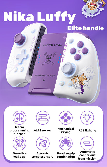 One Piece Monkey D. Luffy Nika Gear 5 Switch Wireless Pro Controller, Mechanical Keys, ALPS Joystick, RGB Lighting, Macro Programming, Six‑Axis Somatosensory, NFC Amiibo Support Gamepad for Switch OLED