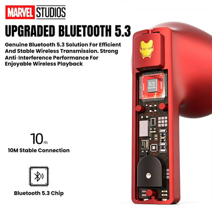 Marvel Avengers Iron Man Captain America Black Panther Multi‑Variant TWS Wireless Bluetooth 5.3 Earbuds, Flip‑Open Lighter‑Style Zinc‑Alloy Gaming Earphones, HIFI Stereo Low Latency Type‑C Charging Collectible Gift For Marvel Fans