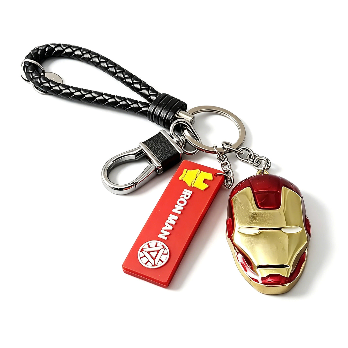 Marvel Spider‑Man Captain America Iron Man Metal Keychain Woven Strap Car Key Ring Cosplay Super Hero Pendant Accessories For Fans Collection Gift