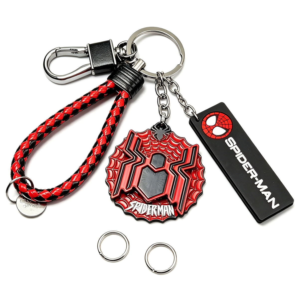 Marvel Spider‑Man Captain America Iron Man Metal Keychain Woven Strap Car Key Ring Cosplay Super Hero Pendant Accessories For Fans Collection Gift
