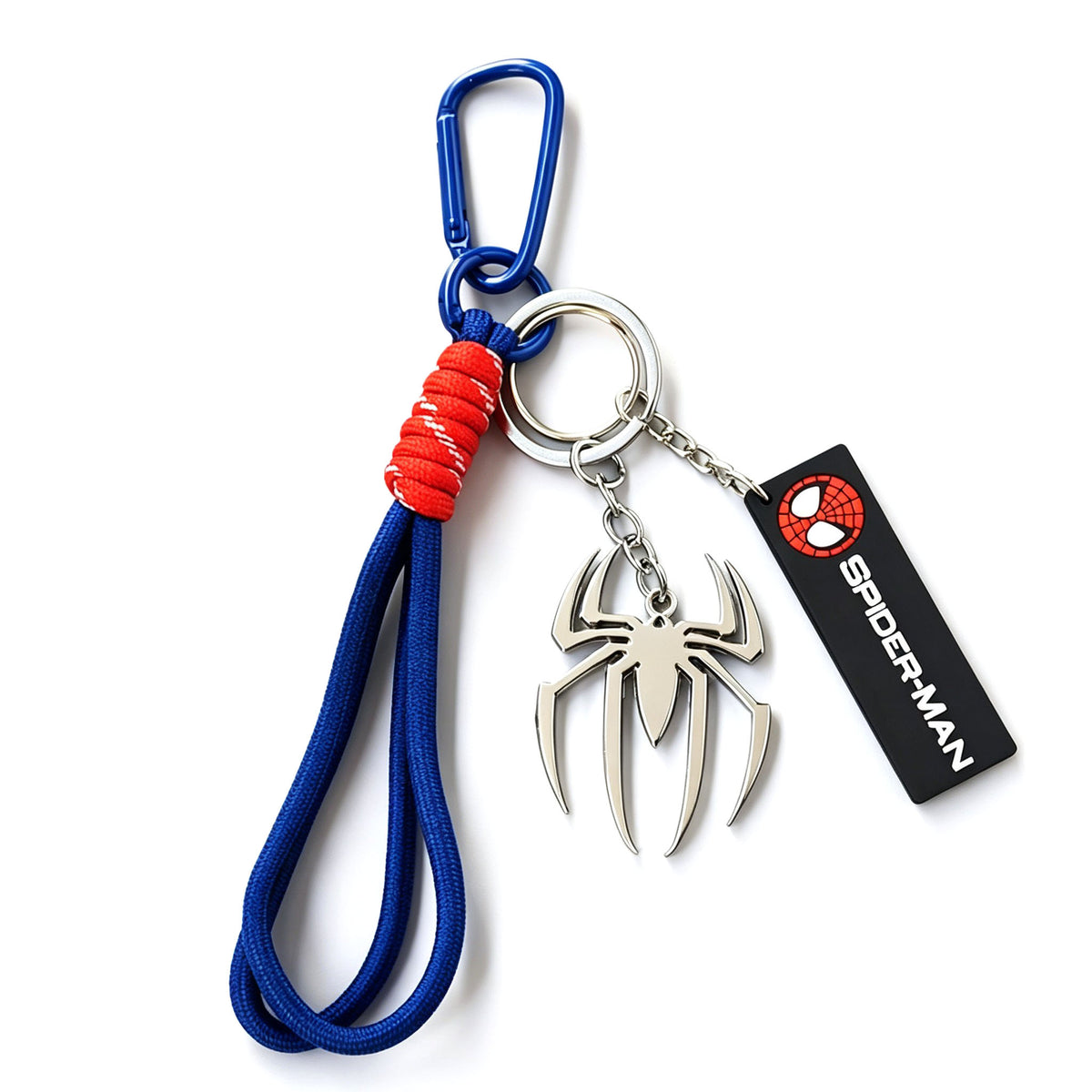 Marvel Spider‑Man Captain America Iron Man Metal Keychain Woven Strap Car Key Ring Cosplay Super Hero Pendant Accessories For Fans Collection Gift