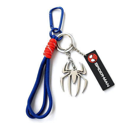 Marvel Spider‑Man Captain America Iron Man Metal Keychain Woven Strap Car Key Ring Cosplay Super Hero Pendant Accessories For Fans Collection Gift