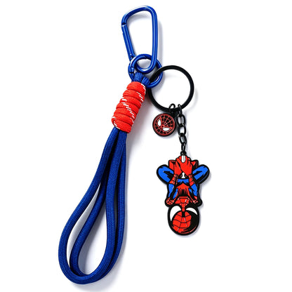Marvel Spider‑Man Captain America Iron Man Metal Keychain Woven Strap Car Key Ring Cosplay Super Hero Pendant Accessories For Fans Collection Gift