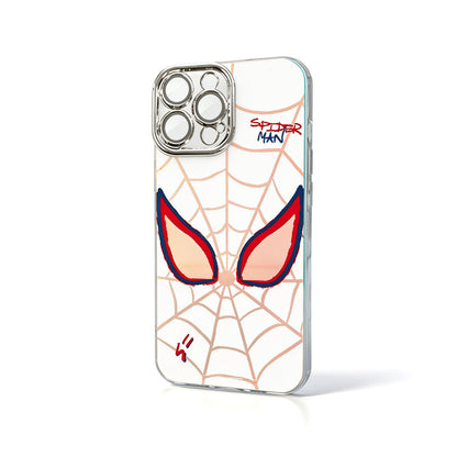 Marvel Spider‑Man 2‑Style Cartoon Graphic iPhone Phone Case, 3‑In‑1 Detachable Electroplated Camera Lens Frame Protective Cover, Quad Airbag Anti‑Drop Shockproof Phone Shell, Multiple Lens Protection Options