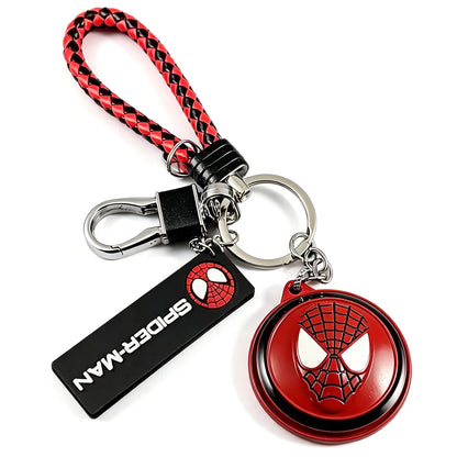 Marvel Spider‑Man Captain America Iron Man Metal Keychain Woven Strap Car Key Ring Cosplay Super Hero Pendant Accessories For Fans Collection Gift