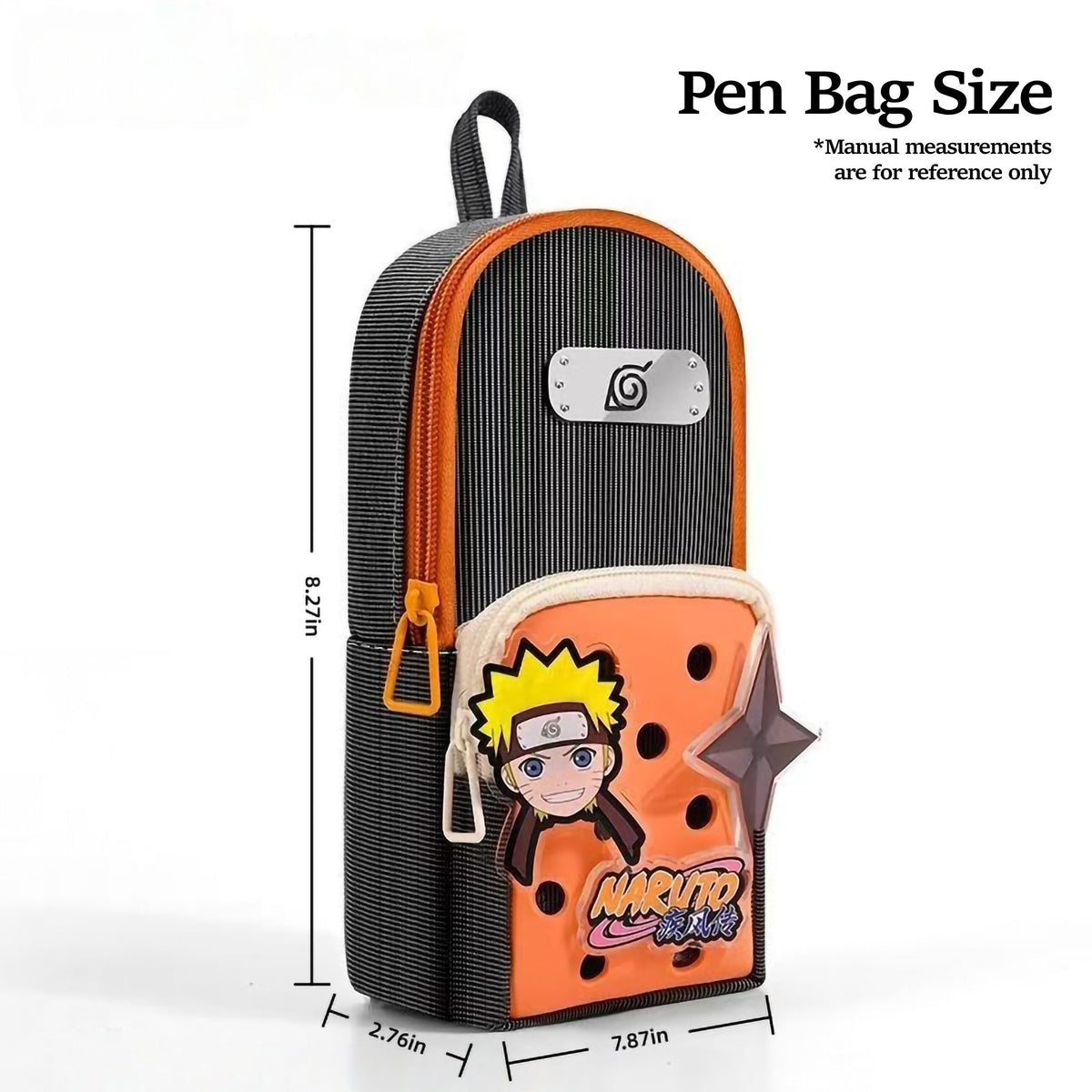 Naruto Anime Pencil Case with DIY Crocs Charms - Large Capacity Stationery Bag