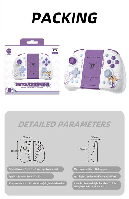 One Piece Monkey D. Luffy Nika Gear 5 Switch Wireless Pro Controller, Mechanical Keys, ALPS Joystick, RGB Lighting, Macro Programming, Six‑Axis Somatosensory, NFC Amiibo Support Gamepad for Switch OLED