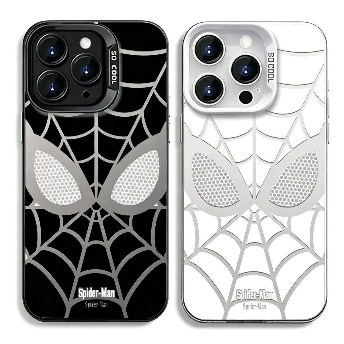 Marvel Spider-Man Mask Web Pattern Phone Case 2 Colors Glossy Anti-Fingerprint Camera Protective Slim Shockproof Comfort Grip Protective Cover For iPhone Series