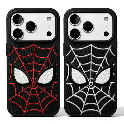 Marvel Spider‑Man Embroidered Glow In The Dark Phone Case 3D Web Pattern Shockproof Protective Anime Cover For Iphone 2‑Color Options