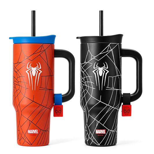 Marvel Spider-Man Venom 32oz 950ml 304 Stainless Steel Tumbler With Handle And Straw Leak Proof Lid Ergonomic Grip Food Grade Travel Ice Mug Water Cup 2 Color Options For Anime Fans
