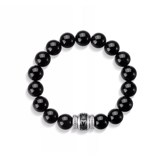 Marvel Spider-Man Natural Obsidian Beaded Bracelet Stainless Steel Spider Logo Charm Black Stone Beads Stretch Elastic Wristband Men Fashion Jewelry Streetwear Accessory Gift Box For Fans