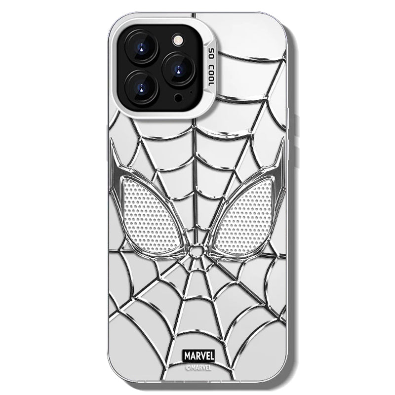 Marvel Spider-Man 3D Electroplated Spider Web Phone Case, Anti-Fingerprint Mirror Finish Precise Cutout Protective Cover Silver & Red 2 Color Styles Full Collection