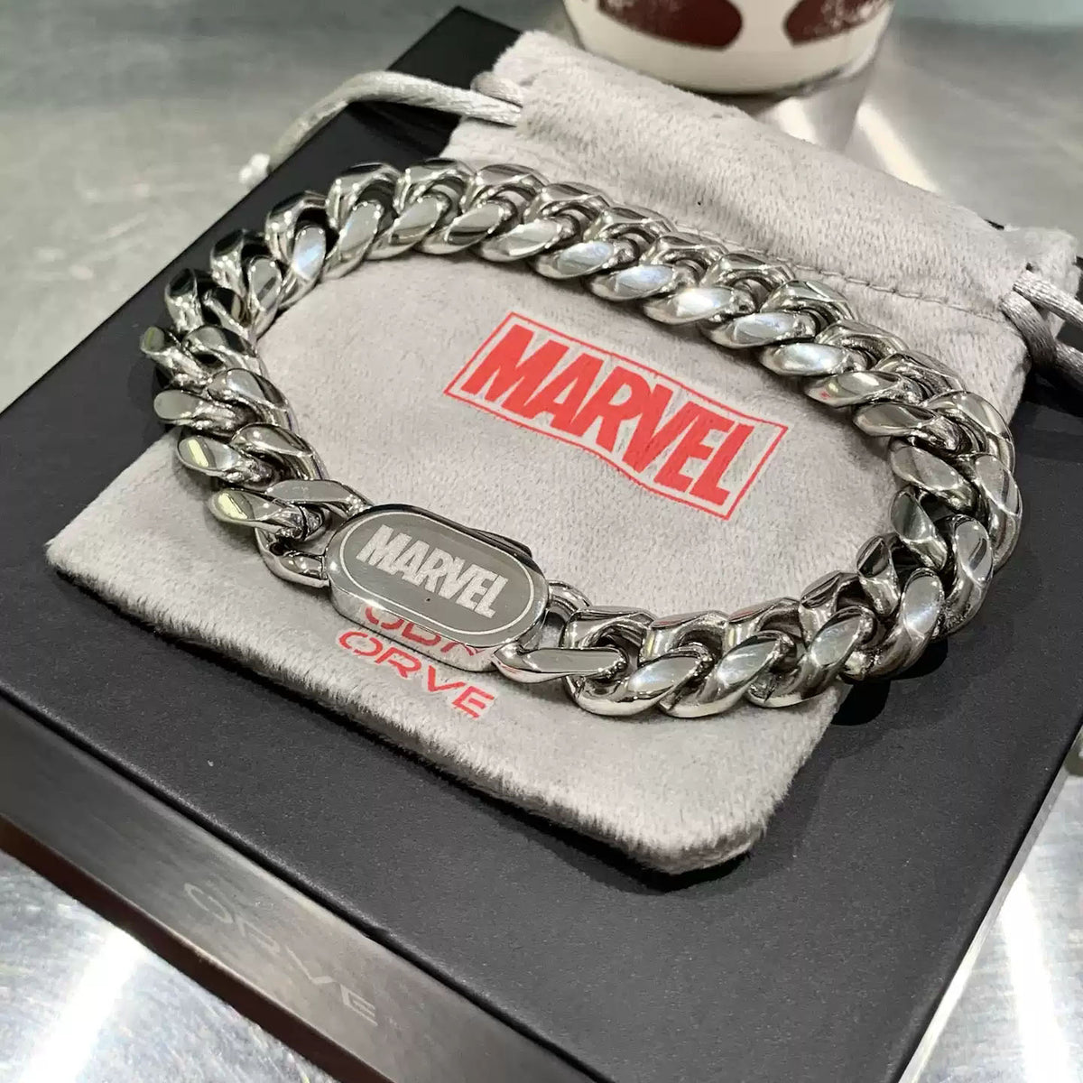 Marvel Spider‑Man Engraved Cuban Link Bracelet 304 Stainless Steel Spider Web Pattern Wrist Jewelry Gift For Men