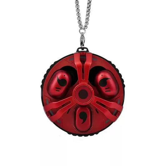 Naruto Uchiha Sasuke Sharingan TWS Gaming Earbuds Bluetooth 6.0 2.4G Direct Connect Low Latency Rotating Metal Spinner Charging Case Necklace Lanyard HiFi Stereo Touch Control LED Light Type-C In-Ear Headphones Anime Gift