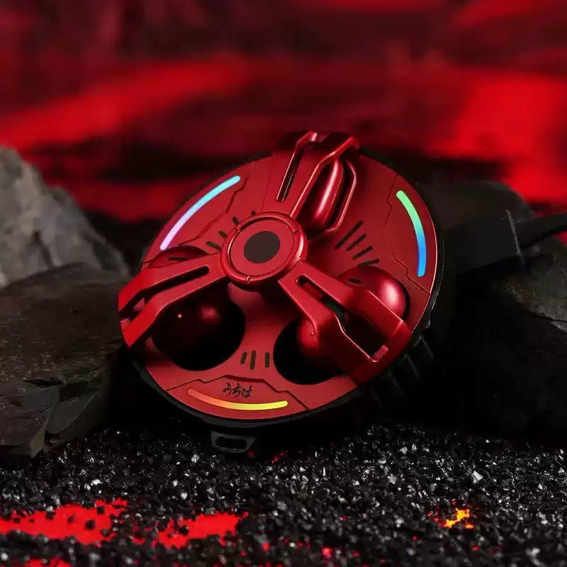 Naruto Uchiha Sasuke Sharingan TWS Gaming Earbuds Bluetooth 6.0 2.4G Direct Connect Low Latency Rotating Metal Spinner Charging Case Necklace Lanyard HiFi Stereo Touch Control LED Light Type-C In-Ear Headphones Anime Gift