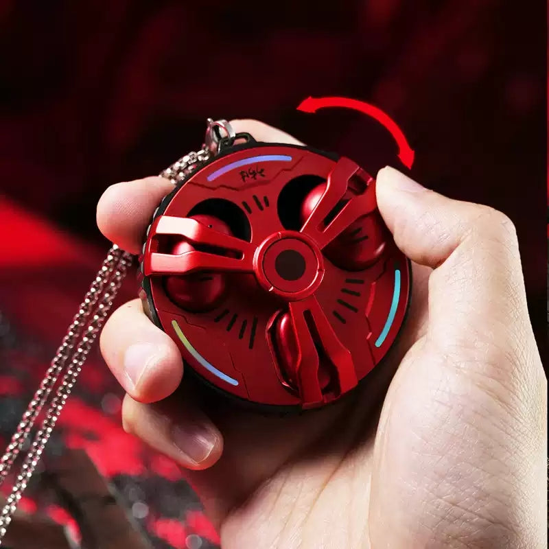 Naruto Uchiha Sasuke Sharingan TWS Gaming Earbuds Bluetooth 6.0 2.4G Direct Connect Low Latency Rotating Metal Spinner Charging Case Necklace Lanyard HiFi Stereo Touch Control LED Light Type-C In-Ear Headphones Anime Gift