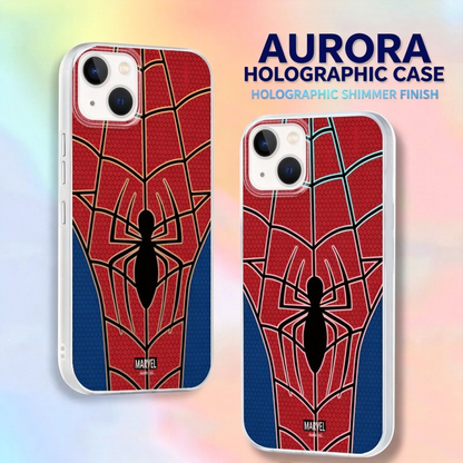 MARVEL Spider-Man Holographic Laser iPhone Case, Raised Lens Protection Shockproof Soft Hard Hybrid Protective Phone Cover