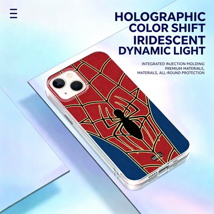 MARVEL Spider-Man Holographic Laser iPhone Case, Raised Lens Protection Shockproof Soft Hard Hybrid Protective Phone Cover