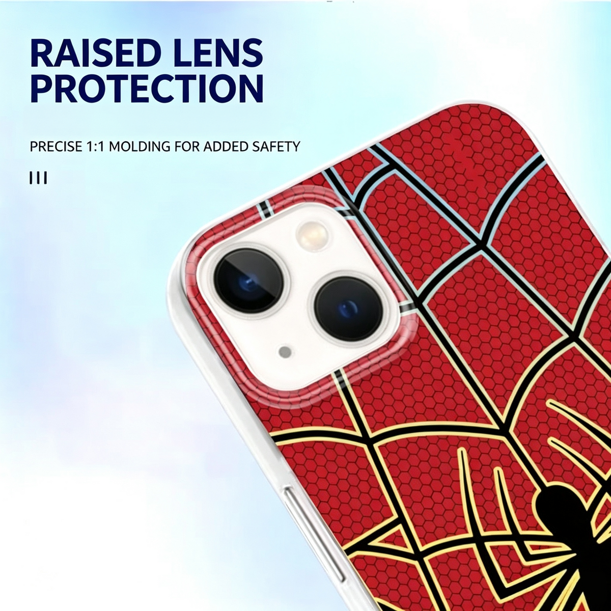 MARVEL Spider-Man Holographic Laser iPhone Case, Raised Lens Protection Shockproof Soft Hard Hybrid Protective Phone Cover
