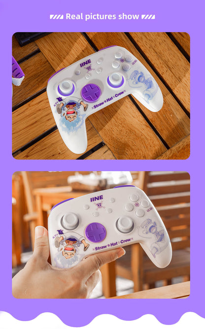 One Piece Monkey D. Luffy Nika Gear 5 Switch Wireless Pro Controller, Mechanical Keys, ALPS Joystick, RGB Lighting, Macro Programming, Six‑Axis Somatosensory, NFC Amiibo Support Gamepad for Switch OLED