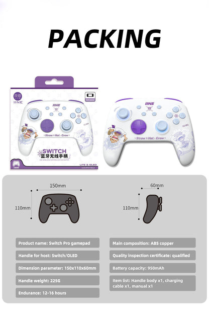 One Piece Monkey D. Luffy Nika Gear 5 Switch Wireless Pro Controller, Mechanical Keys, ALPS Joystick, RGB Lighting, Macro Programming, Six‑Axis Somatosensory, NFC Amiibo Support Gamepad for Switch OLED