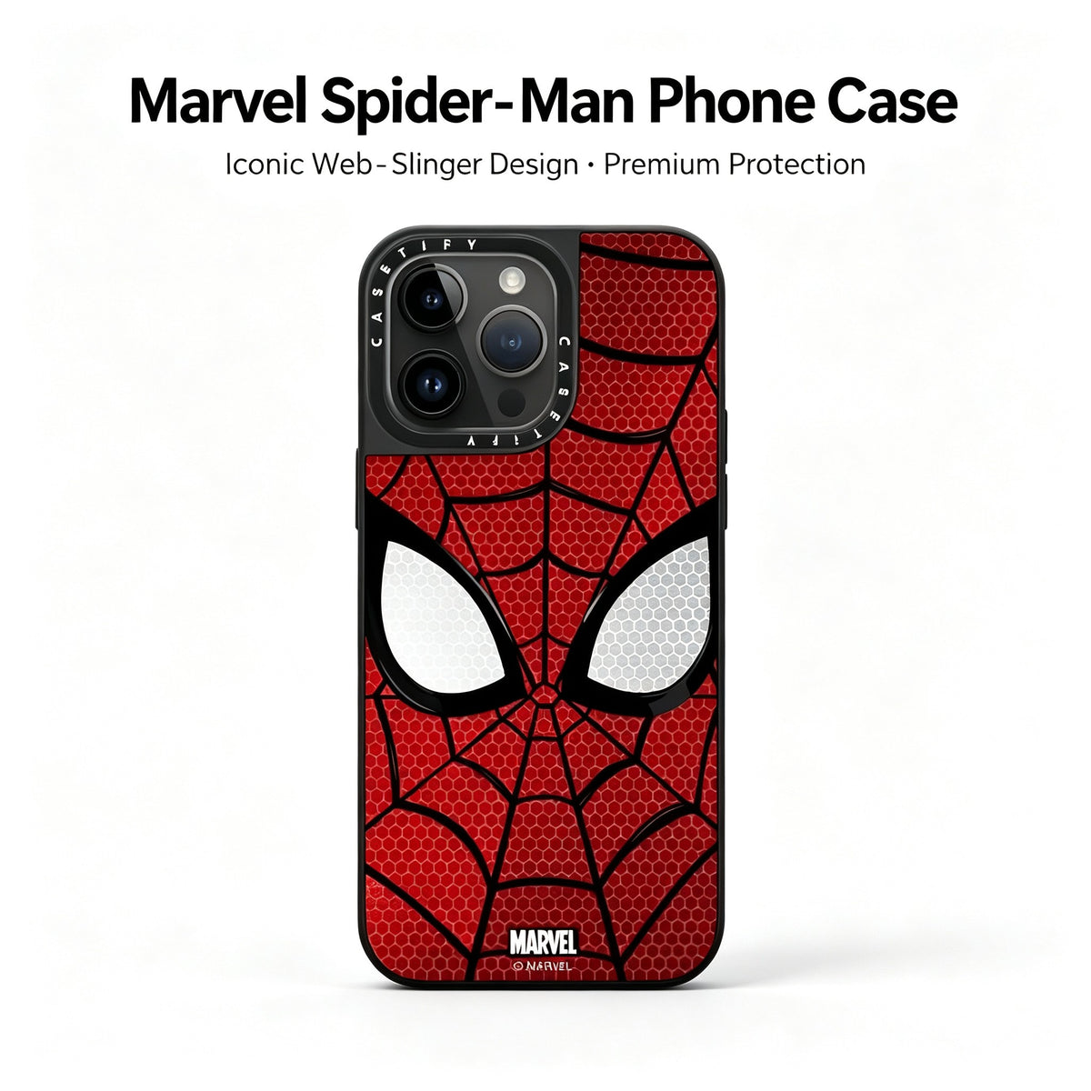 Marvel Spider‑Man Classic Mask & Suit Pattern iPhone Phone Case, Anti‑Drop Shockproof Protective Phone Cover, Raised Camera Bezel Precise Cutout Phone Shell, 2 Styles Available