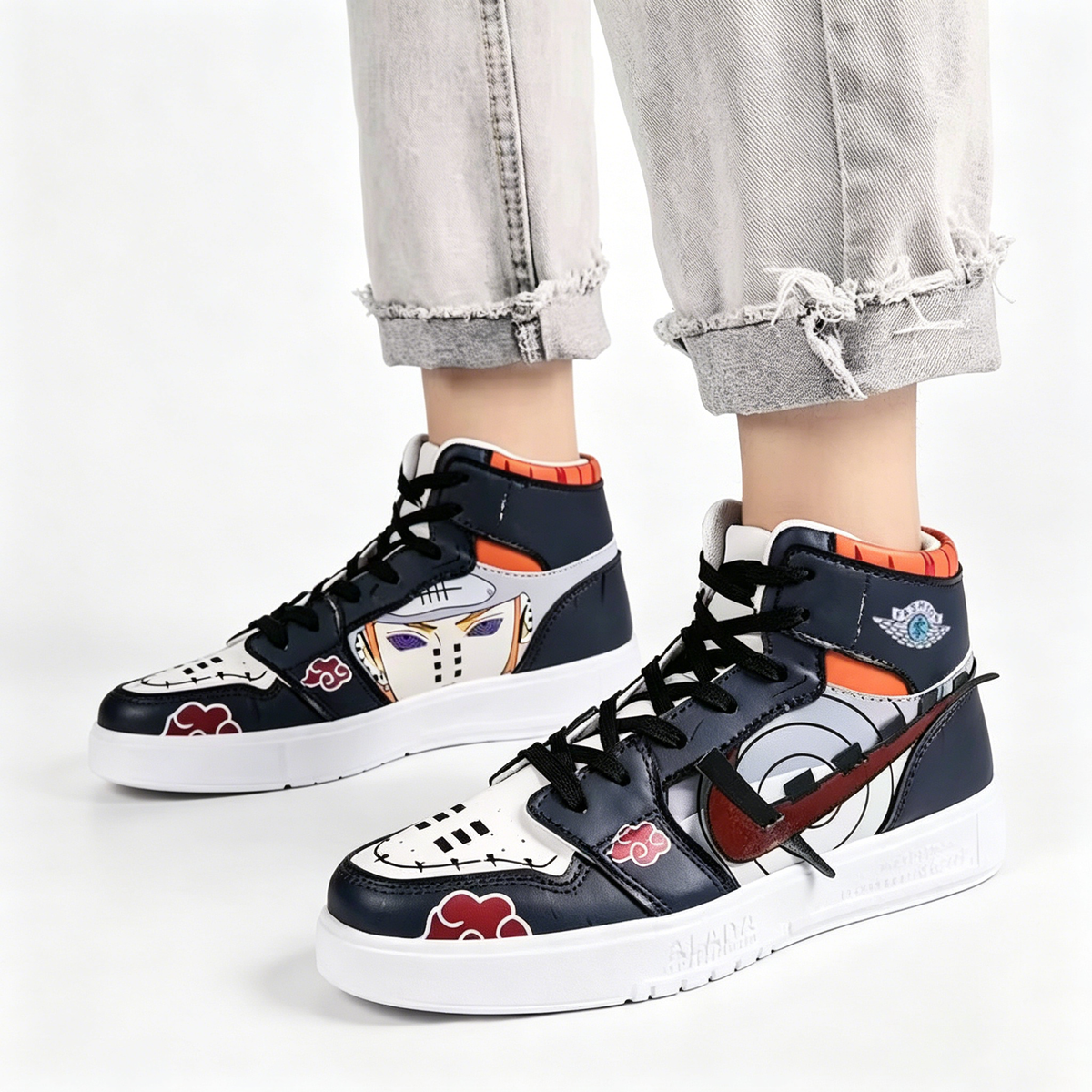 Naruto Pain Yahiko Anime High Top Sneakers, Akatsuki Graphic Casual Streetwear Shoes