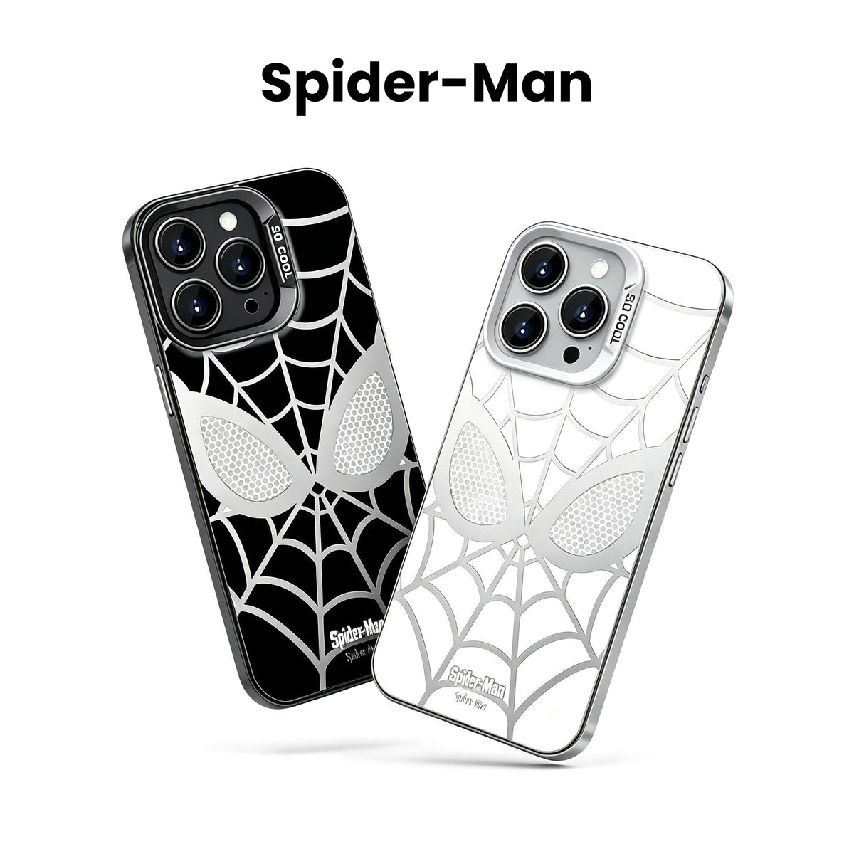 Marvel Spider‑Man Creative iPhone Phone Case, Glossy Smooth Fingerprint‑Resistant Cover with Camera Bezel Protection, Comfortable Grip Precise Fit Phone Shell, Black & White 2 Colors Available