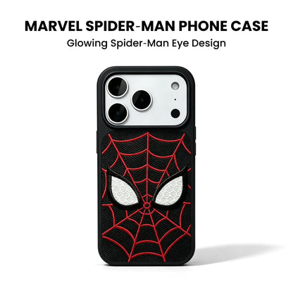 Marvel Spider‑Man Embroidered Glow In The Dark Phone Case 3D Web Pattern Shockproof Protective Anime Cover For Iphone 2‑Color Options