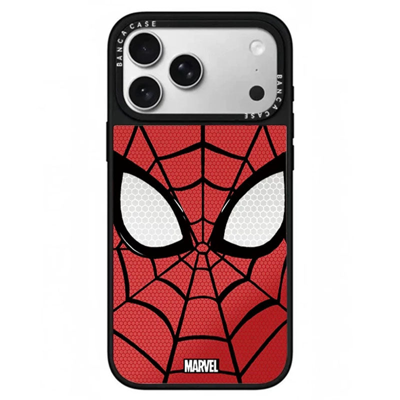 Marvel Spider-Man Web Pattern Phone Case With Metal Kickstand Slim Shockproof Protective Cover Precise Cutout Compatible For Multiple iPhone Models Anti-Slip Comfort Grip Glossy Shell