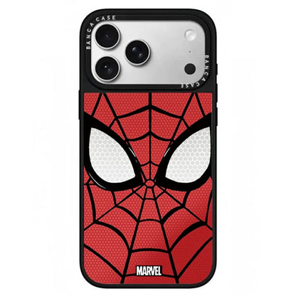 Marvel Spider-Man Web Pattern Phone Case With Metal Kickstand Slim Shockproof Protective Cover Precise Cutout Compatible For Multiple iPhone Models Anti-Slip Comfort Grip Glossy Shell
