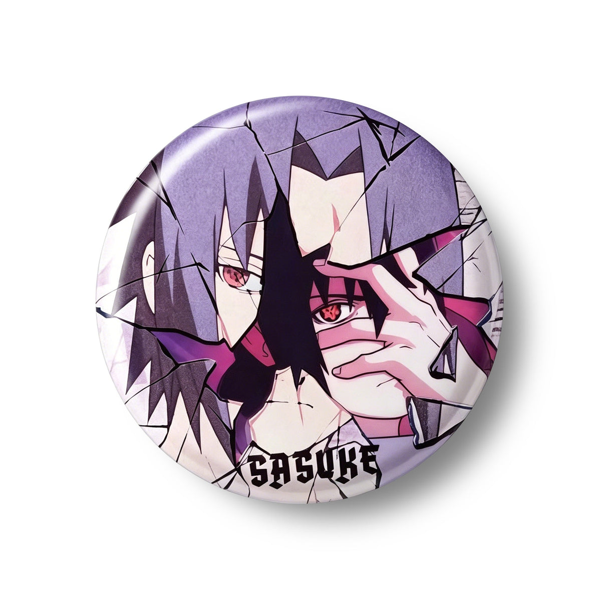 Naruto Uzumaki Sasuke Uchiha Cracked Anime Button Pins, 58mm Character Metal Brooch Badges for Backpack Clothing