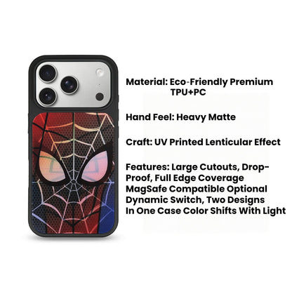 Marvel Spider‑Man 3D Lenticular Phone Case Dynamic Changing Image Shockproof Matte TPU+PC Protective Cover Drop‑Resistant Full Edge Bumper Case For Iphone