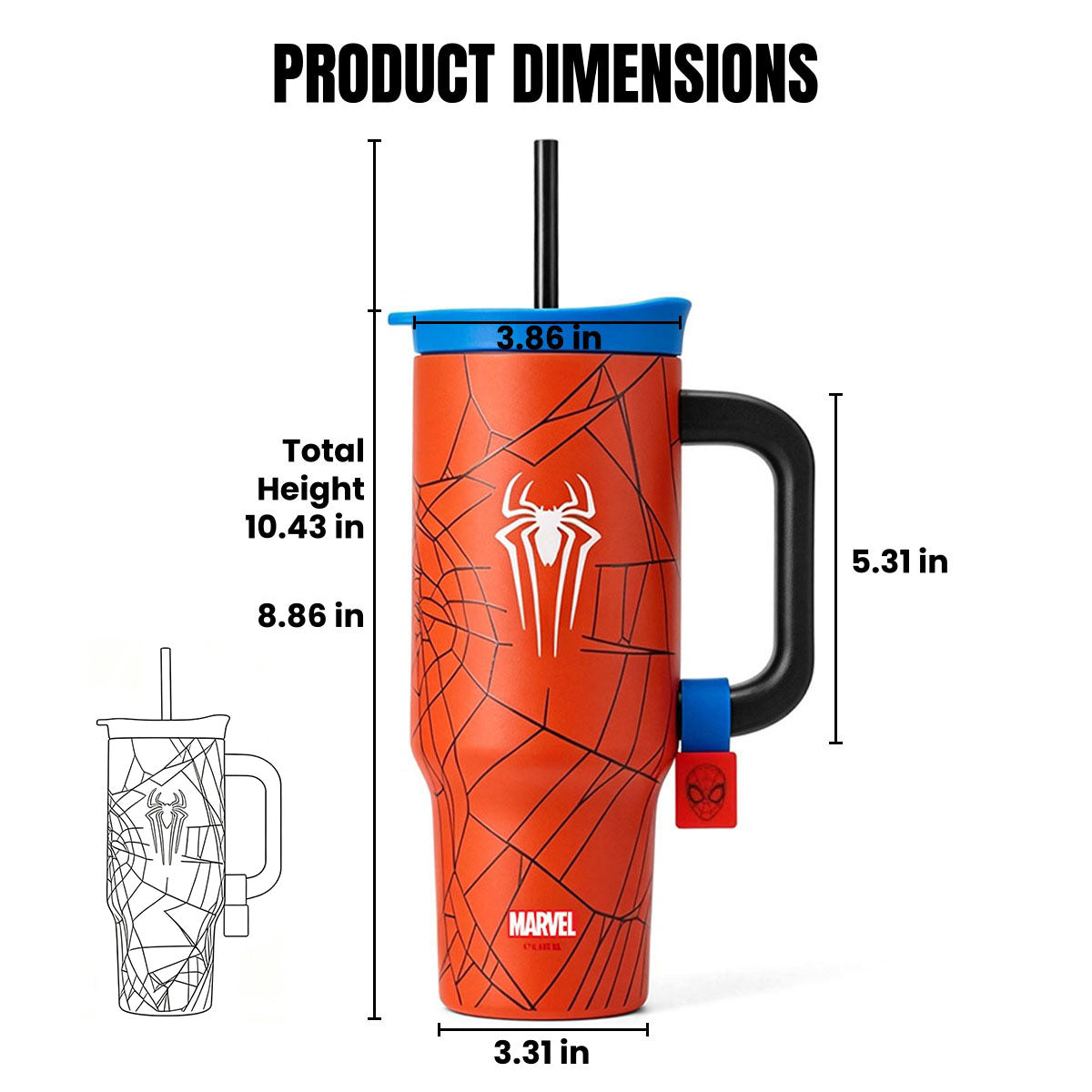Marvel Spider-Man Venom 32oz 950ml 304 Stainless Steel Tumbler With Handle And Straw Leak Proof Lid Ergonomic Grip Food Grade Travel Ice Mug Water Cup 2 Color Options For Anime Fans