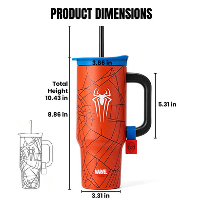 Marvel Spider-Man Venom 32oz 950ml 304 Stainless Steel Tumbler With Handle And Straw Leak Proof Lid Ergonomic Grip Food Grade Travel Ice Mug Water Cup 2 Color Options For Anime Fans