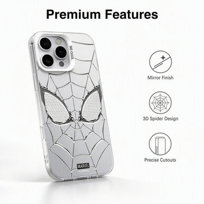 Marvel Spider-Man 3D Electroplated Spider Web Phone Case, Anti-Fingerprint Mirror Finish Precise Cutout Protective Cover Silver & Red 2 Color Styles Full Collection