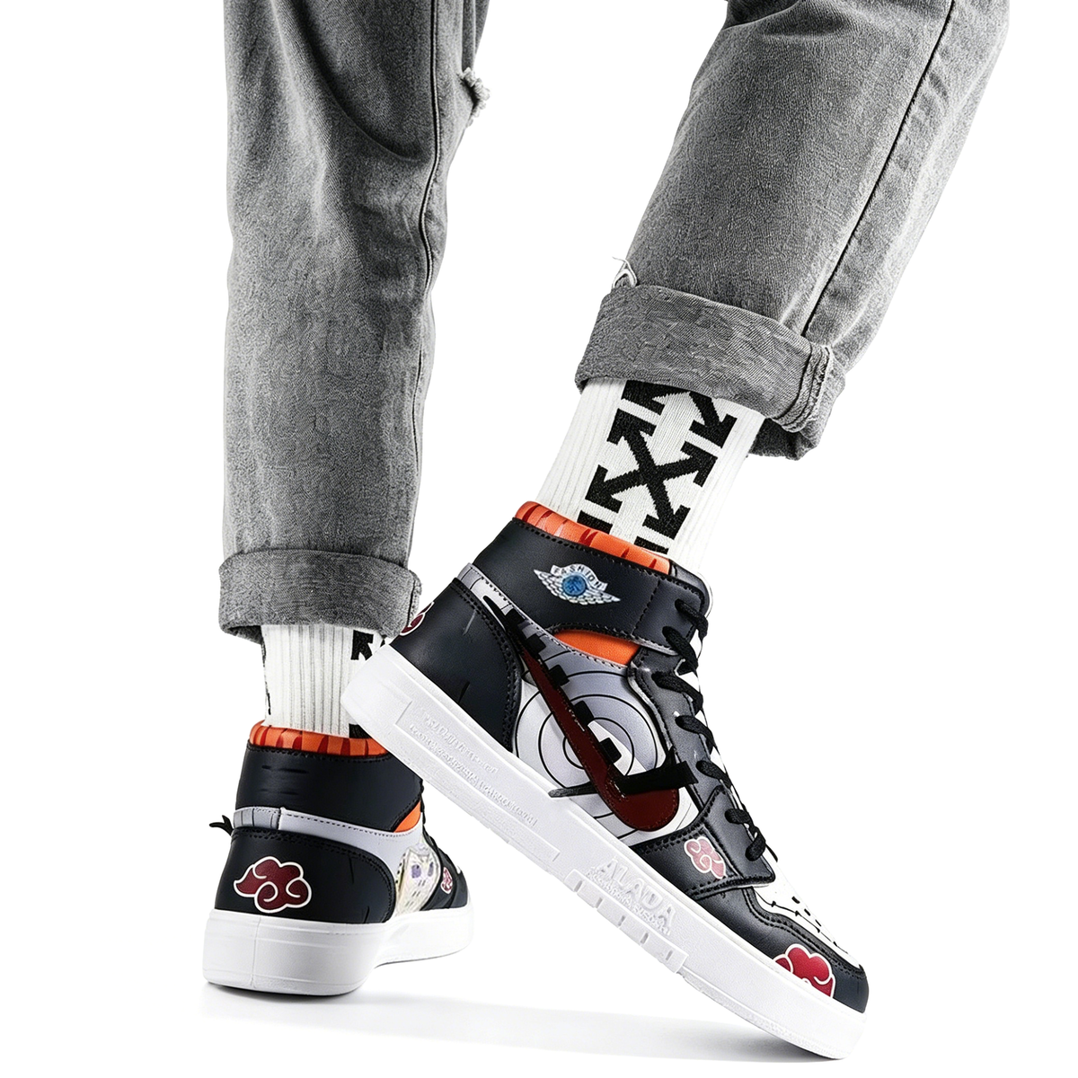 Naruto Pain Yahiko Anime High Top Sneakers, Akatsuki Graphic Casual Streetwear Shoes