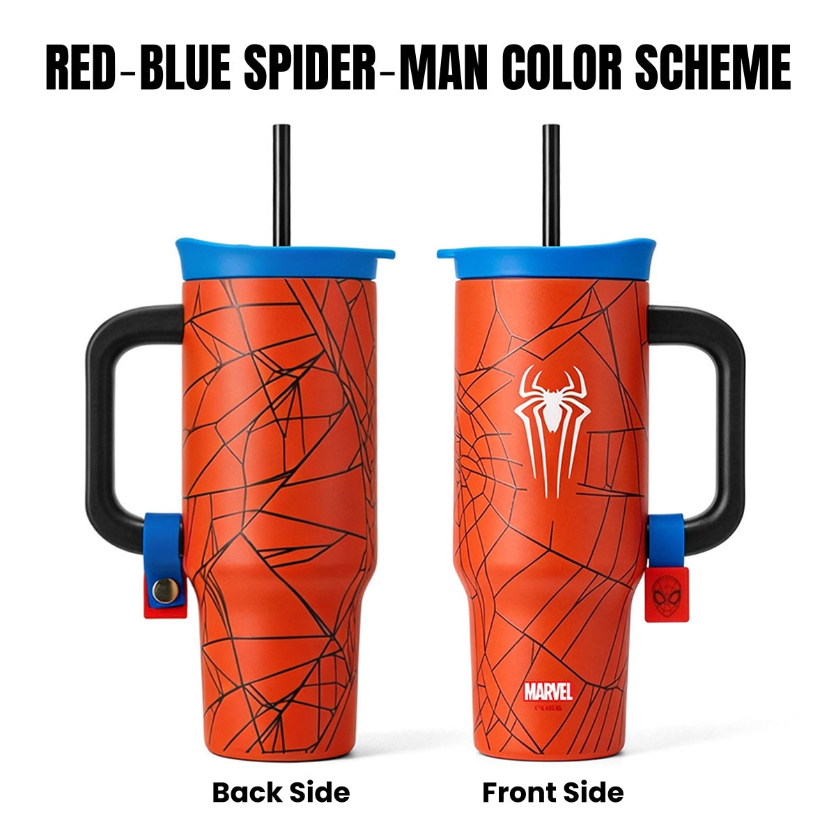 Marvel Spider-Man Venom 32oz 950ml 304 Stainless Steel Tumbler With Handle And Straw Leak Proof Lid Ergonomic Grip Food Grade Travel Ice Mug Water Cup 2 Color Options For Anime Fans