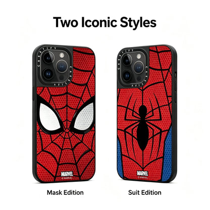 Marvel Spider‑Man Classic Mask & Suit Pattern iPhone Phone Case, Anti‑Drop Shockproof Protective Phone Cover, Raised Camera Bezel Precise Cutout Phone Shell, 2 Styles Available
