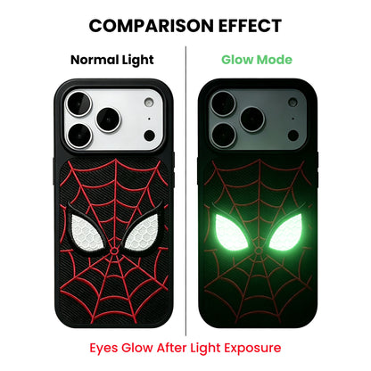 Marvel Spider‑Man Embroidered Glow In The Dark Phone Case 3D Web Pattern Shockproof Protective Anime Cover For Iphone 2‑Color Options