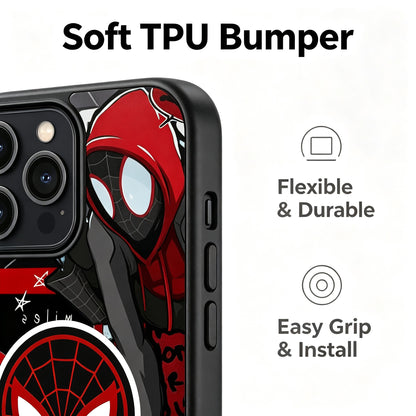 Marvel Spider‑Man Miles Morales Phone Case, Shockproof Soft TPU Bumper Cover, HD Comic Print Scratch Resistant Slim Protective Case For iPhone Series Anime Fan Gift
